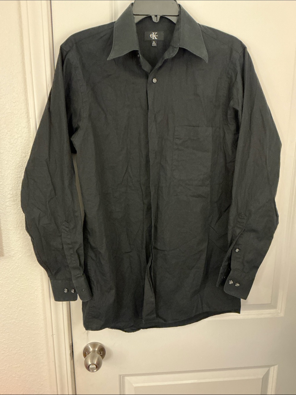 Calvin Klein Men’s Small S 14.5 32/33 Solid Black Long Sleeve Dress Shirt